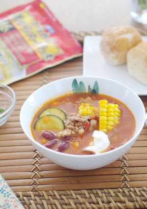 夏野菜のポークビーンズ風ごちそうスープ-レシピのメイン写真