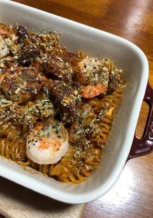 全粒粉のパスタで作るエビグラタン-レシピのメイン写真