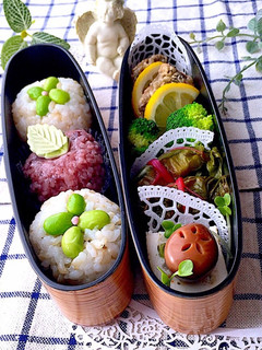6月13日 枝豆玄米おにぎり アジ唐揚げ-レシピのメイン写真