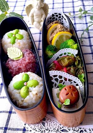 6月13日　枝豆玄米おにぎり　アジ唐揚げ-レシピのメイン写真
