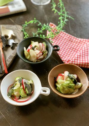 胡瓜とラディッシュと長芋のだしまろ酢ラダ-レシピのメイン写真
