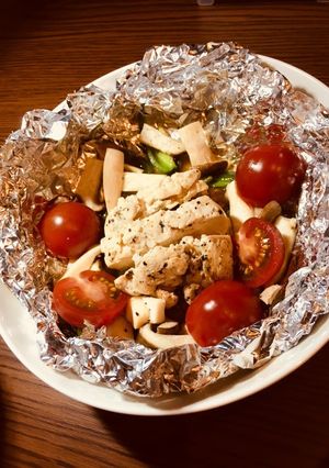 白ワイン仕立てのとりの胸肉ホイル焼き-レシピのメイン写真