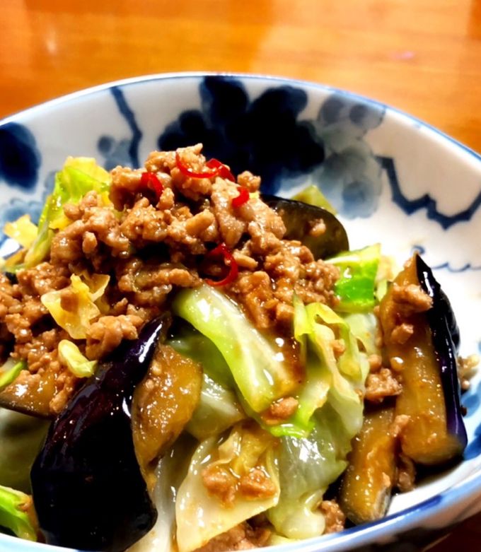 茄子とキャベツの肉味噌 炒め *☻*-レシピのメイン写真