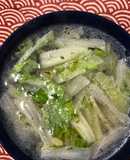 山東菜をニンニクで炒めてスープ+ディル