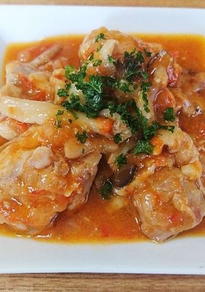 超簡単！　無水鍋で鶏もも肉のトマト煮♪-レシピのメイン写真