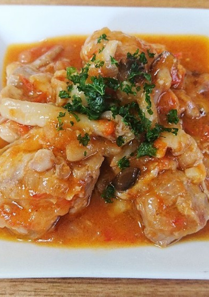 超簡単！　無水鍋で鶏もも肉のトマト煮♪-レシピのメイン写真