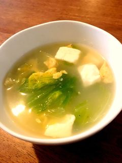余り物で!レタスと豆腐のかきたまスープ-レシピのメイン写真
