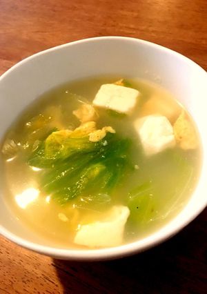 余り物で！レタスと豆腐のかきたまスープ-レシピのメイン写真