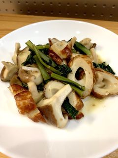 小松菜とちくわと椎茸のポンマヨ炒め-レシピのメイン写真