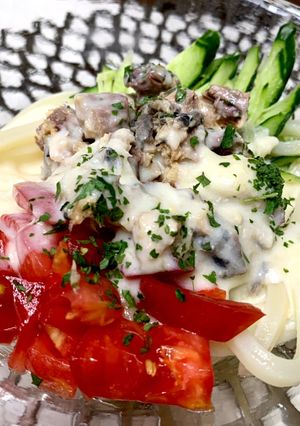 サバとトマトの冷製味噌クリームうどん-レシピのメイン写真