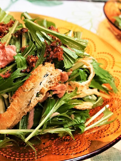 【油揚げと干しエビの香ばし水菜サラダ】-レシピのメイン写真