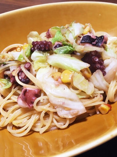 タコとキャベツのペペロンチーノ-レシピのメイン写真