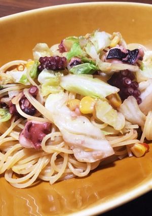 タコとキャベツのペペロンチーノ-レシピのメイン写真