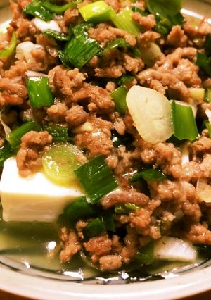 ネギ、ニラと挽き肉のあんかけ豆腐-レシピのメイン写真