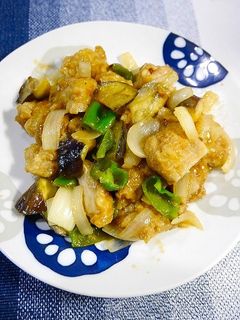 簡単!唐揚げの茄子味噌炒め-レシピのメイン写真