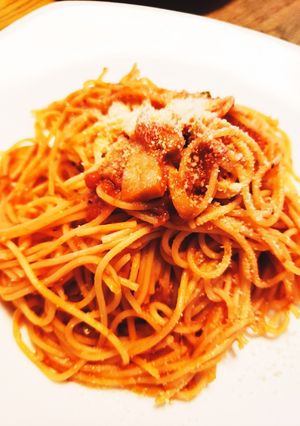 缶詰めで簡単！コンビーフとトマトのパスタ-レシピのメイン写真