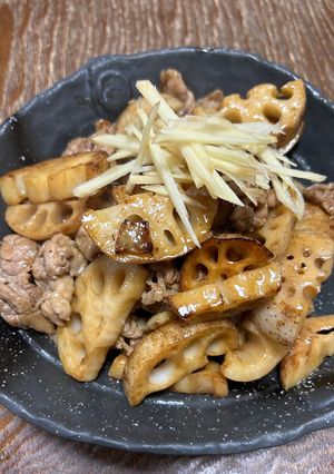 れんこんと豚肉の黒酢炒め-レシピのメイン写真