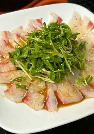 ダイエットの味方！豆苗と鯛のカルパッチョ-レシピのメイン写真