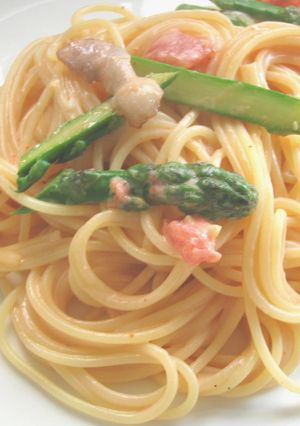 ベーコンとアスパラのトマトクリームパスタ-レシピのメイン写真