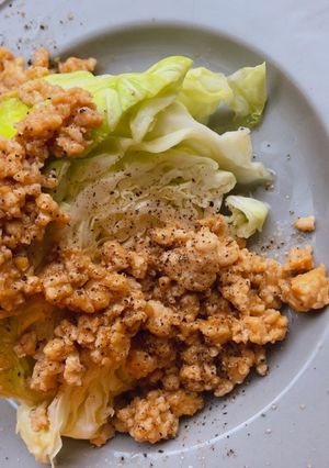 圧力鍋まるごとキャベツ肉味噌がけ糖質オフ-レシピのメイン写真