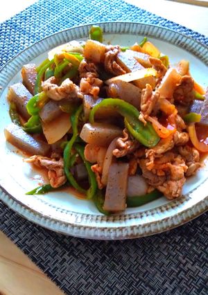 こんにゃくと豚肉のナポリタン風炒め-レシピのメイン写真