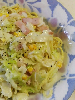 簡単☆焼きそばでクリームパスタ-レシピのメイン写真
