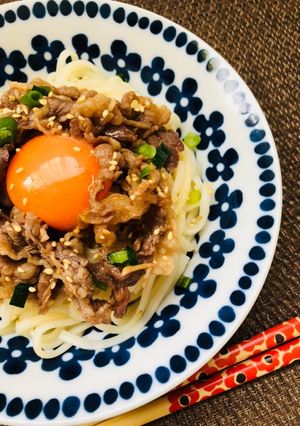 一人前150円☆節約釜玉肉うどん-レシピのメイン写真