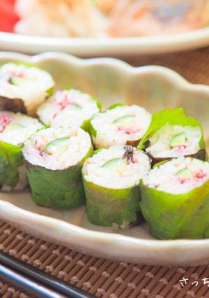 さっぱり大葉と梅の細巻き⁂簡単お寿司-レシピのメイン写真