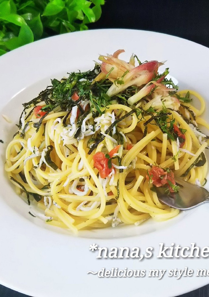 和えるだけ♪梅としらすと大葉の和風パスタ-レシピのメイン写真