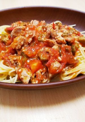 オクラとトマトの和風ソースパスタ-レシピのメイン写真