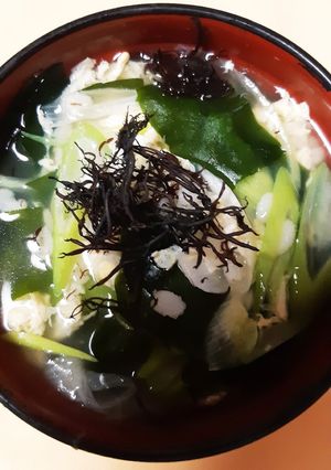 海草と大麦の卵スープ-レシピのメイン写真