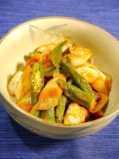 簡単!オクラと葱の甘味噌炒め-レシピのメイン写真