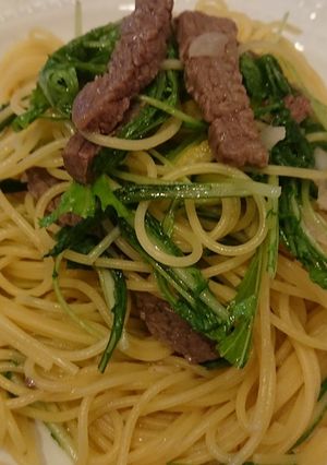 牛肉と水菜のパスタ☆ゆずの香り♪-レシピのメイン写真
