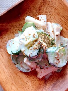 きゅうりとサラダチキン♪ごまマヨサラダ-レシピのメイン写真