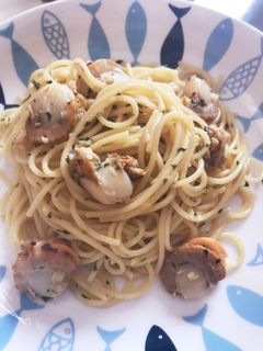 ベビーホタテと大葉のにんにく和風パスタ-レシピのメイン写真