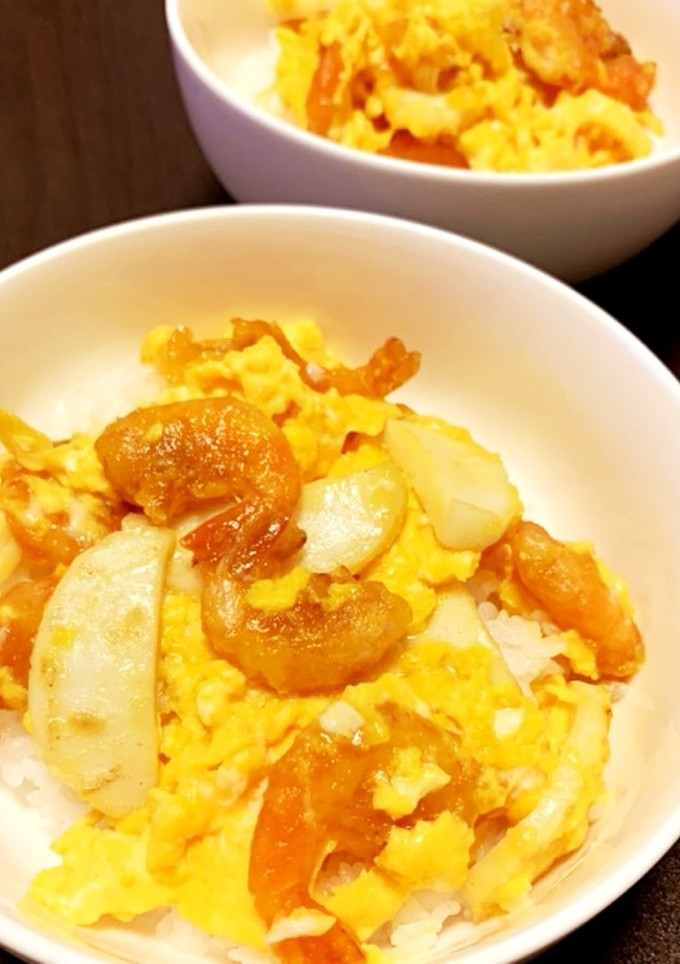 即席~エビ唐揚げの卵とじ丼-レシピのメイン写真