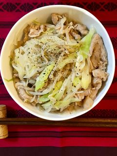 我が家の丼 やみつき☆ネギ塩もやしの豚丼-レシピのメイン写真