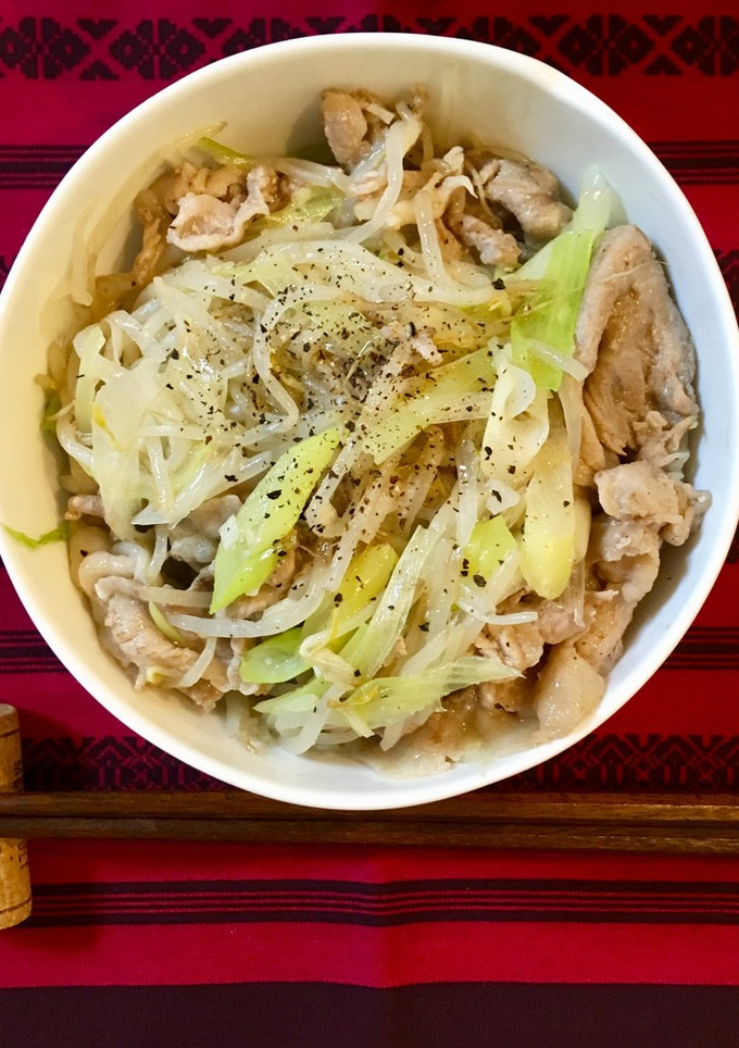 我が家の丼　やみつき☆ネギ塩もやしの豚丼-レシピのメイン写真