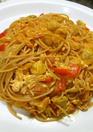 パプリカと鶏ささみのトマトクリームパスタ-レシピのメイン写真