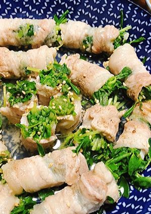 【レンジで簡単♪】豆苗の豚バラ巻き-レシピのメイン写真