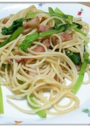 ベーコンとわさび菜のスパゲティ-レシピのメイン写真