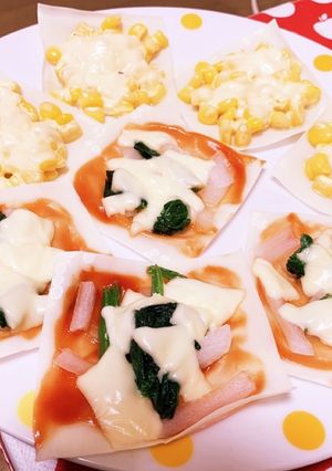 焼売の皮を使ったピザ-レシピのメイン写真