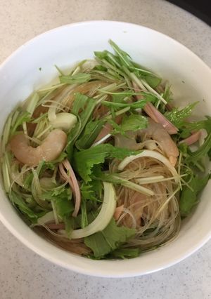 海老と水菜ハムのサラダ-レシピのメイン写真