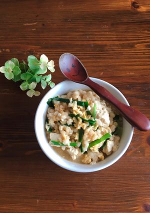 【ダイエット】もち麦のニラ玉豆腐-レシピのメイン写真