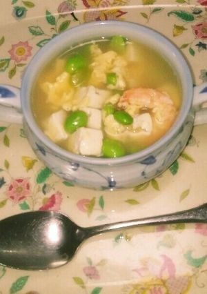 枝豆と海老と豆腐と卵のスープ✨☺⛄-レシピのメイン写真