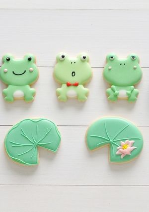 アイシングクッキー【カエルと蓮の葉♡】-レシピのメイン写真