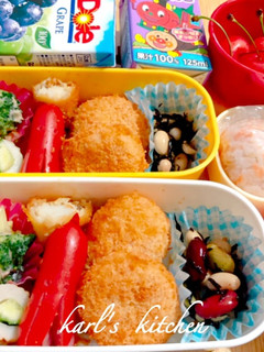 簡単ミニ豚カツいか天ソーセージ弁当覚書-レシピのメイン写真