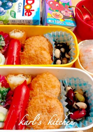 簡単ミニ豚カツいか天ソーセージ弁当覚書-レシピのメイン写真