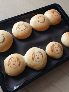 パンに♪簡単模様パンお弁当♥スヌーピー-レシピのメイン写真