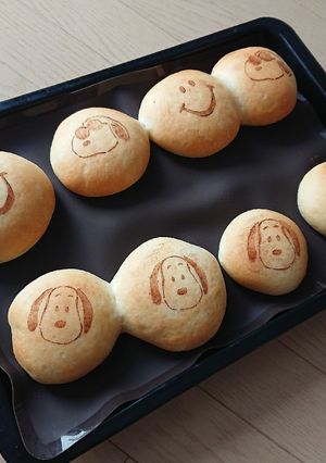 パンに♪簡単模様パンお弁当♥スヌーピー-レシピのメイン写真